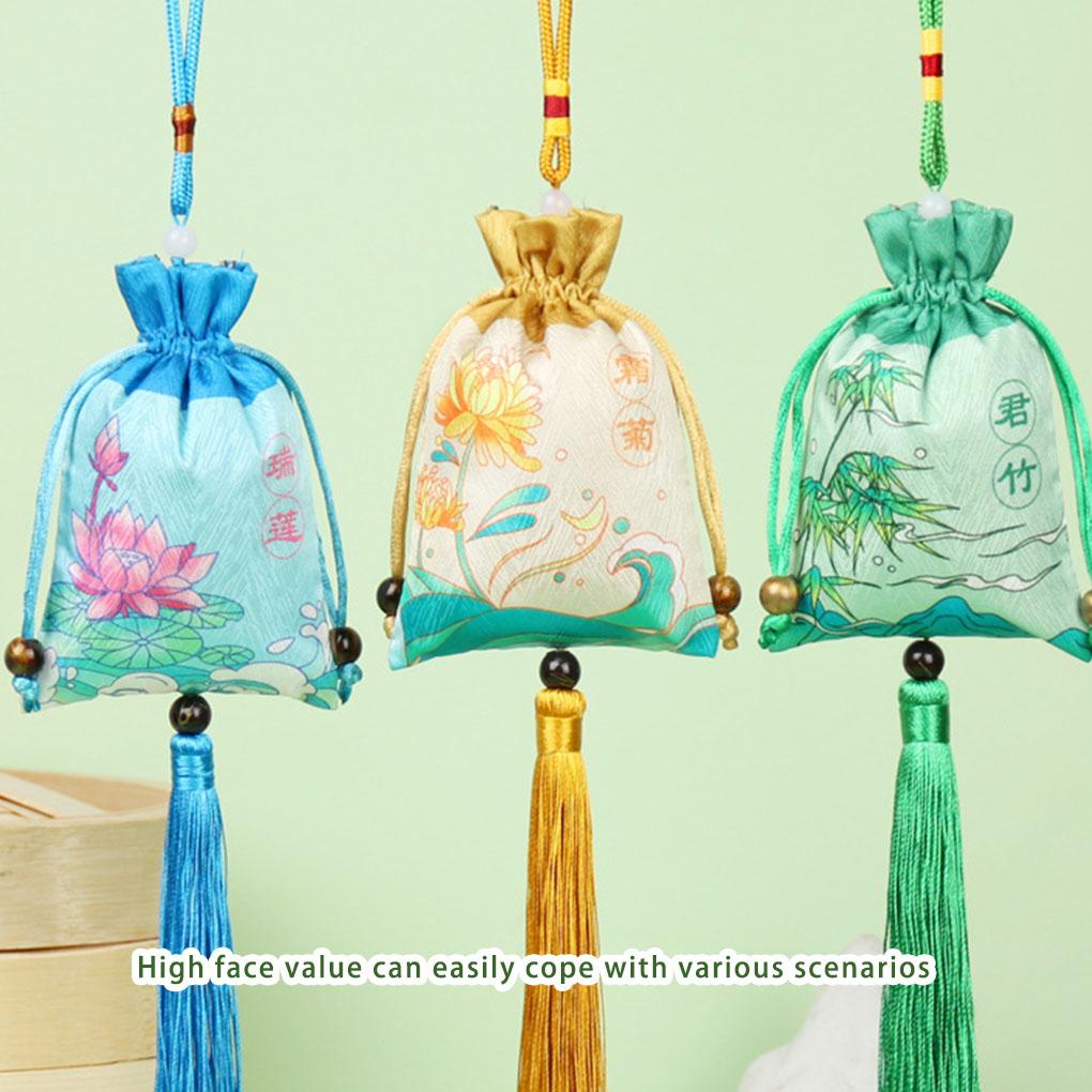 Fragrant Sachet Portable Replacing Vintage Chinese Style Necklace Jewelry Storage Bag Gift Pouch Ornament with Tassel