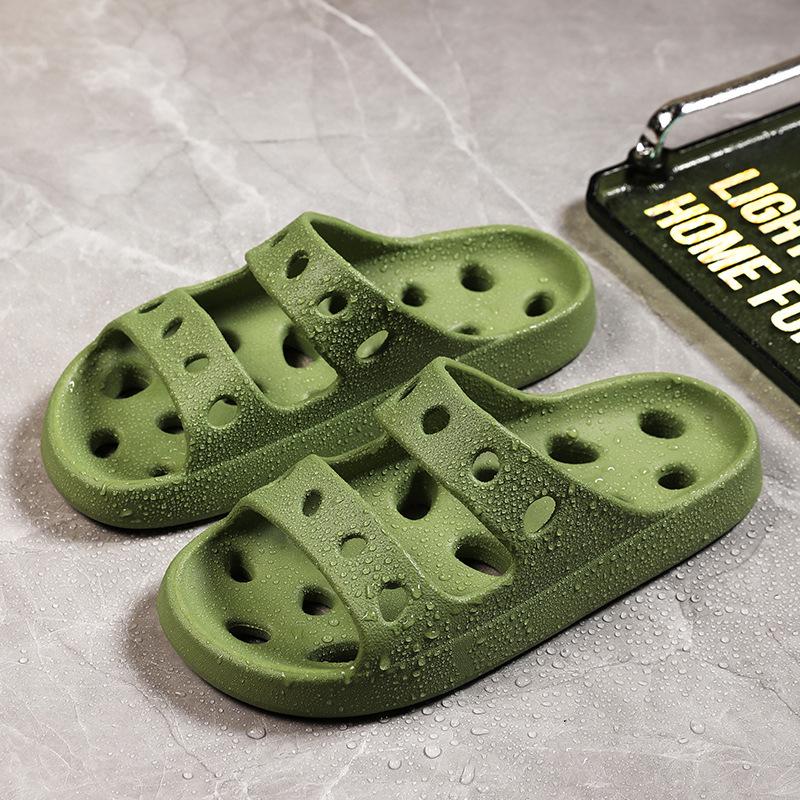 

Мужские и женские нескользящие полые банные тапочки на все сезоны 44-45 зелёный