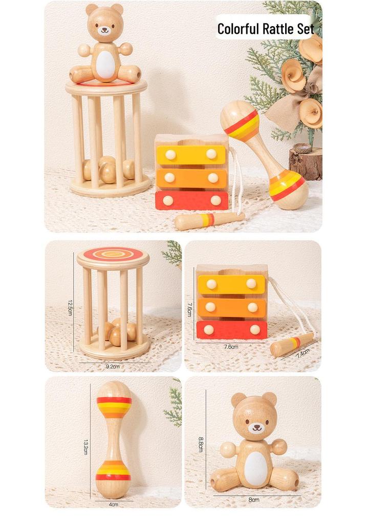 Children's Musical Wooden Rattle Toy Set for Early Education and Gift