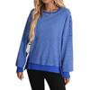 Autumn Winter New Round Collar Color Block Casual Loose Sweatshirt