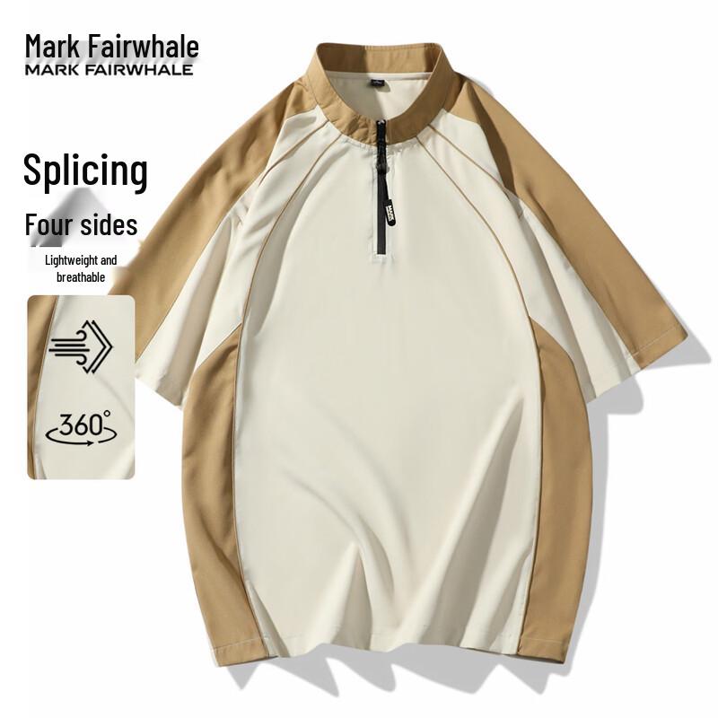 MARK FAIRWHALE Men s Quick-Dry Half-Zip Stand-Collar T-Shirt 2XL
