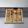 VaeFae Besteck-Organizer aus Bambus, Schubladen-Geschirrhalter, Besteckkasten aus Holz mit Trennwänden für Küchenschubladen, Küchen-Organizer mit Messerblock