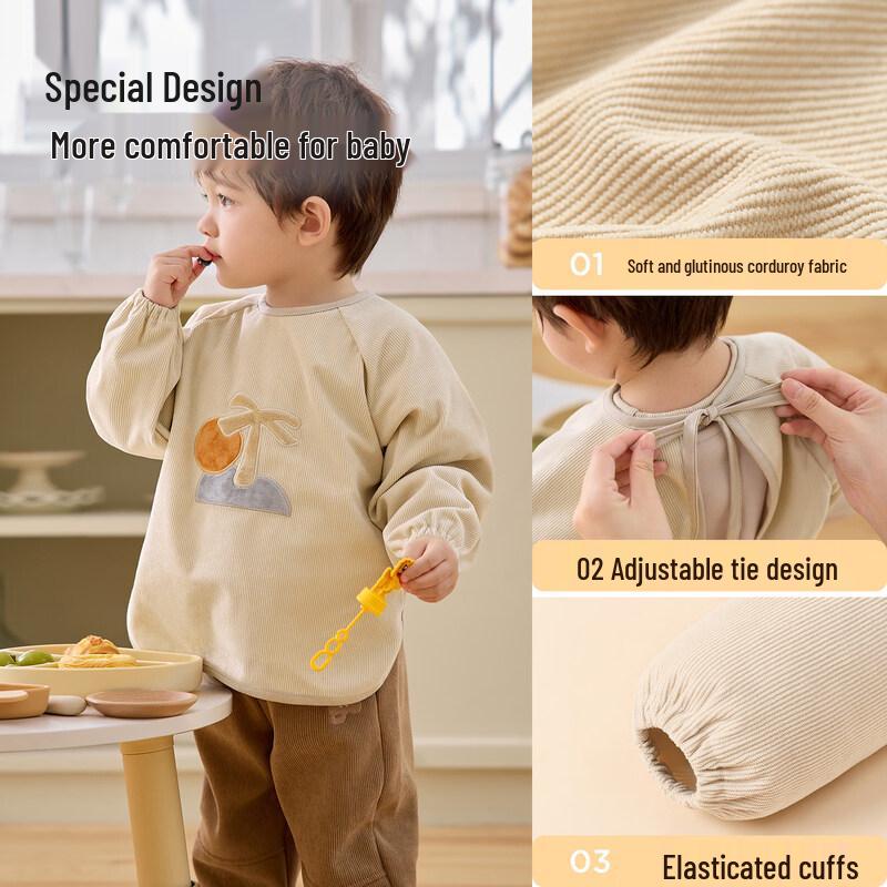 Nidoo Bear Kids Corduroy Waterproof Smock Apron