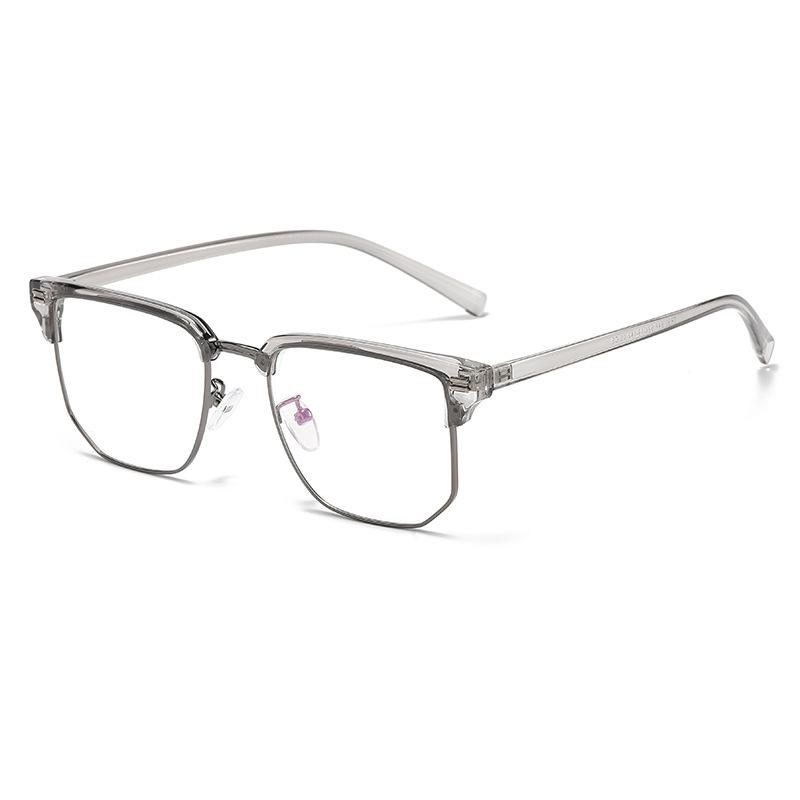 

14515 Мужские квадратные очки с защитой от синего цвета Tr90, оправа для бровей, полуоправа с рисунком рисового ногтя, плоские очки унисекс