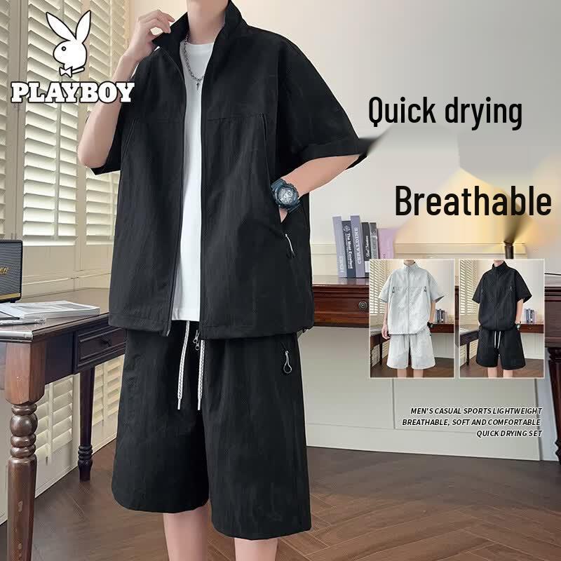 

PLAYBOY Men s Stand Collar 2-Piece Sportswear Set 4XL