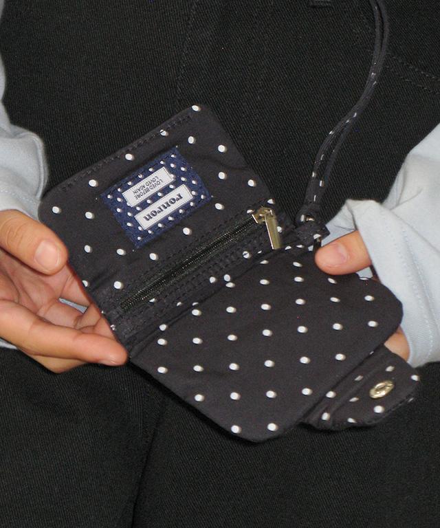 Ronron Multi Button Card Wallet Black Dot