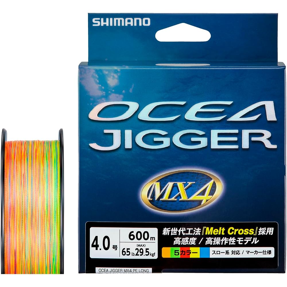 Shimano Ocea Jigger MX4 PE Line 600m 4号 (65lb) Multicolor Fishing Line