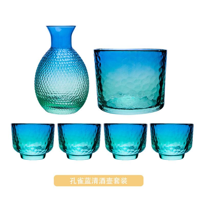Set Sake Giapponese Vetro Martellato Scatola Regalo Uso Domestico Bottiglia per Sake Caraffa per Vino
