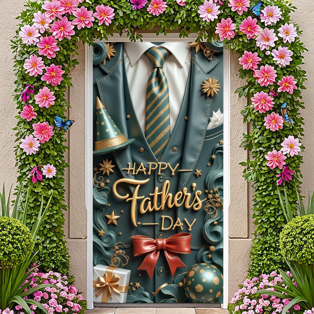 Father's Day Banner Polka Dot Pattern Party Decoration Happy Father's Day Gift Decor Event Banner For Party Background Indoor