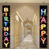 2PCS Happy Birthday Porch Hanging Banner Porch Sign Colorful Balloon Letters Party Decorations Birthday Party Supplies Door Banner Wall Hanging for