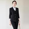 Professional Women's Autumn Suit Set - Formal Workwear for Hotel Front Desk Manager with Long-Sleeved Jacket and Pants