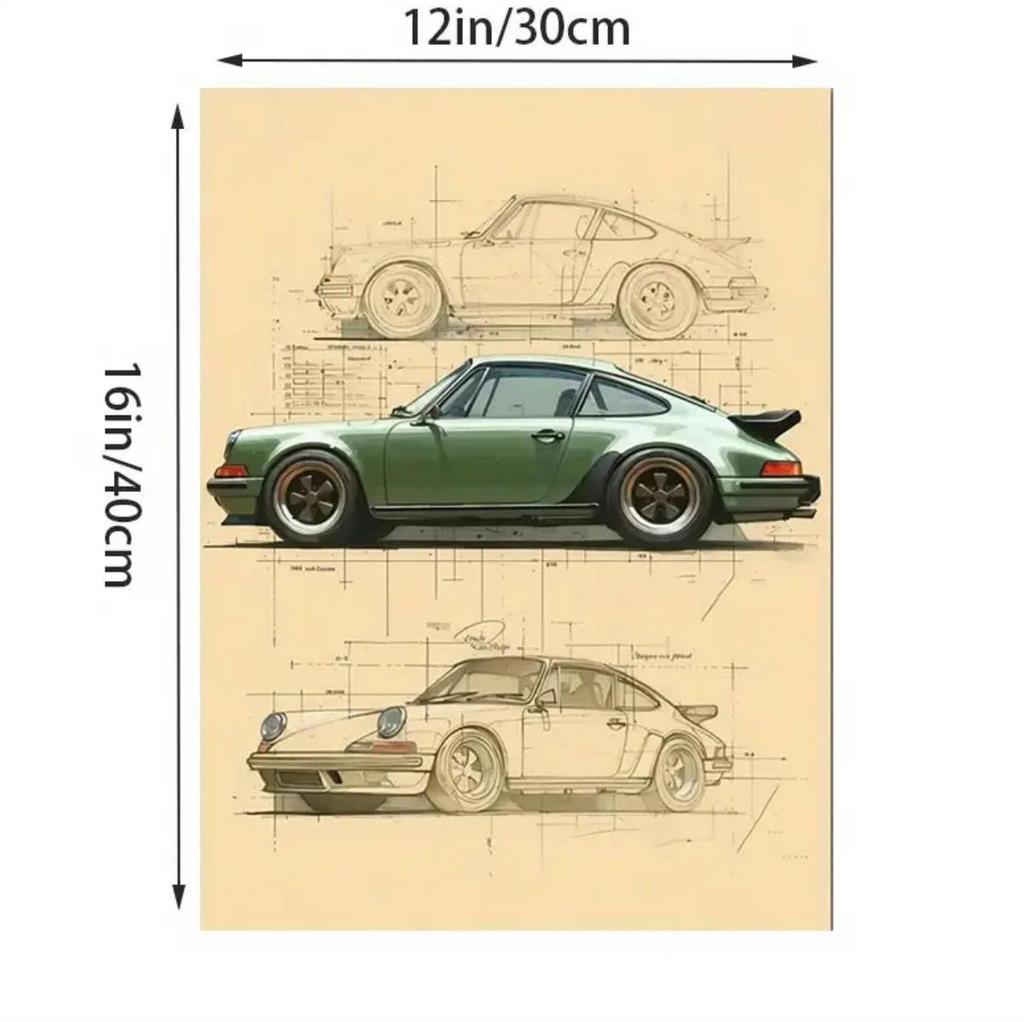Modern Sports Car Racing Canvas Poster with Pine Frame - Home Decor
