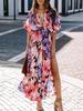 Summer 2025 Women's Fashion: Sexy High-Waisted Print Slit Dress