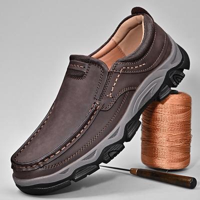 2024 neue Herren Leder bequeme Lederschuhe verschleißfeste dicke Sohle erhöhen Herren Slipper