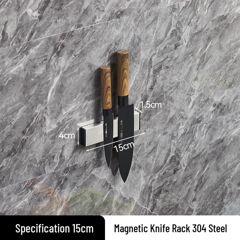 304 Stainless Steel Magnetic Knife Holder – Strong, No-Drill Wall Mount for Kitchen Storage & Baking Tools