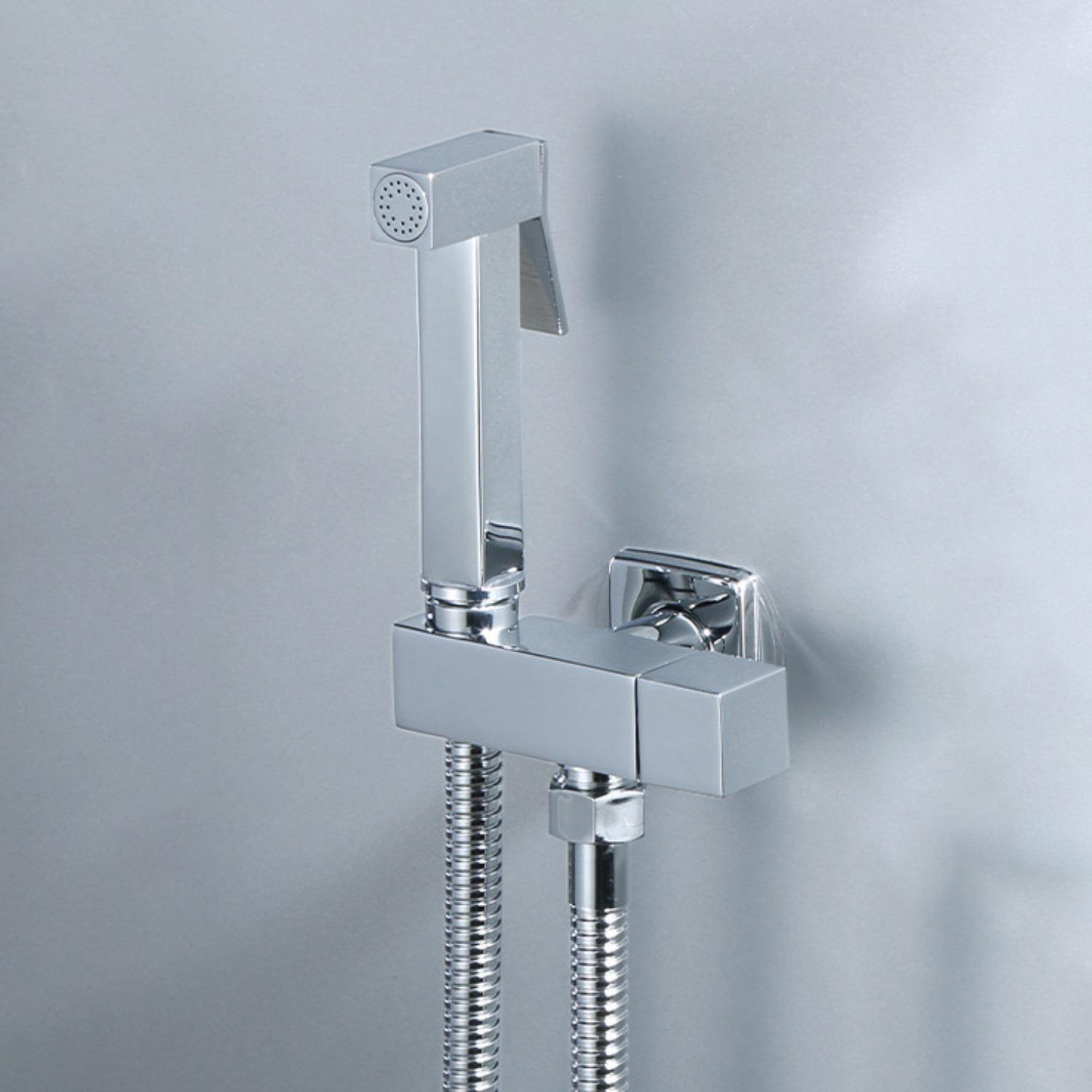 

Комплект для унитаза, черный латунный ручной распылитель для биде, настенный, полный комплект G1/2 серебряный