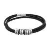 Personalized Mens Braided Genuine Leather Bracelet Stainless Steel Custom Beads Name Charm Bracelet for Men with Family Names