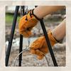 Outdoor BBQ BBQ Insulated and Flame-retardant Gloves, Thickened Cowhide Heat-resistant and Wear-resistant Camping Protective Gloves