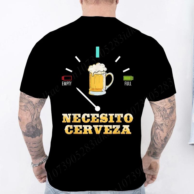 Fashion Casual T-shirt NECESITO CERVEZA Print Men Tshirts Trendy Tee Top Clothes for Summer Drinking Beer T Shirt Fashion Tops