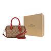 Coach Cutie 18 Chei Clasice Monogram Accesorii PVC Piele Geantă Boston Geantă de mână Geantă de umăr Geantă mică de damă Maro Roșu CN751-IMVGQ