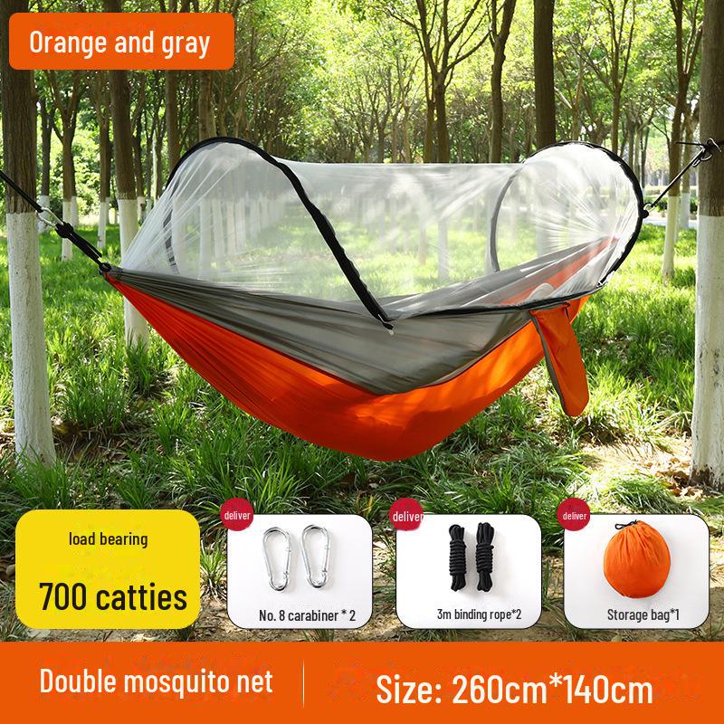 """Schnellöffnende Mückendichte Outdoor-Hängematte mit Netz - Einzel-/Doppel-, Kippsicher, Nylon"""