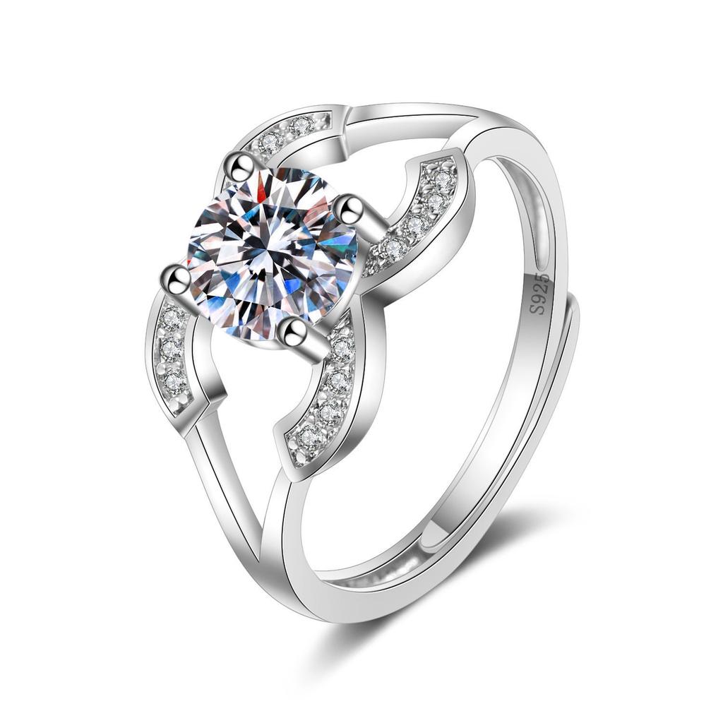 2026 Fashion Versatile Zircon Women's Classic Six-claw One-Carat Women's Ring Living Ring