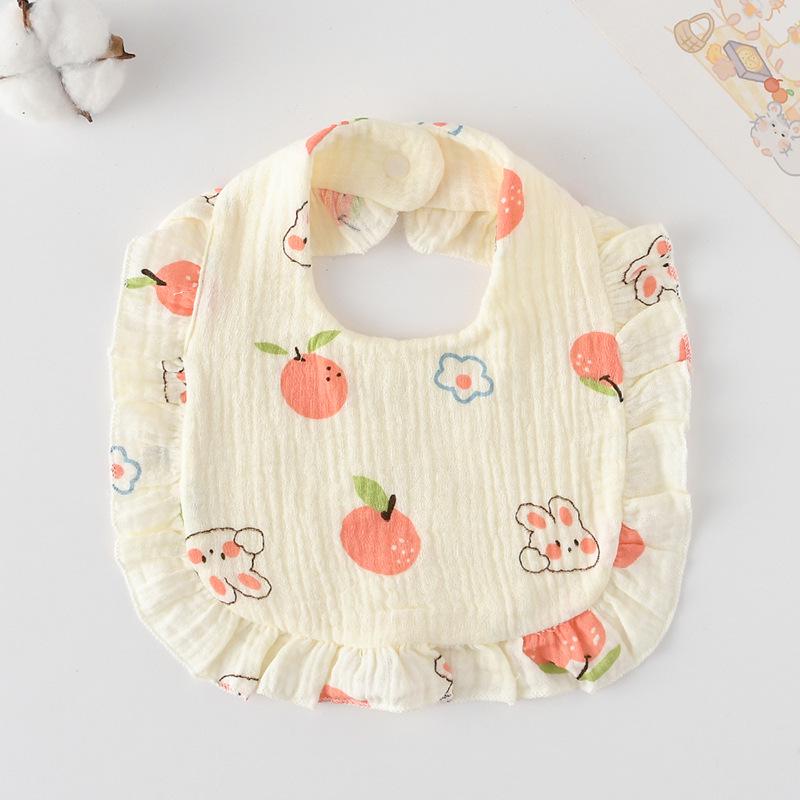 Ruffle Baby Drool Bibs: Pure Cotton Printed Lace Bibs