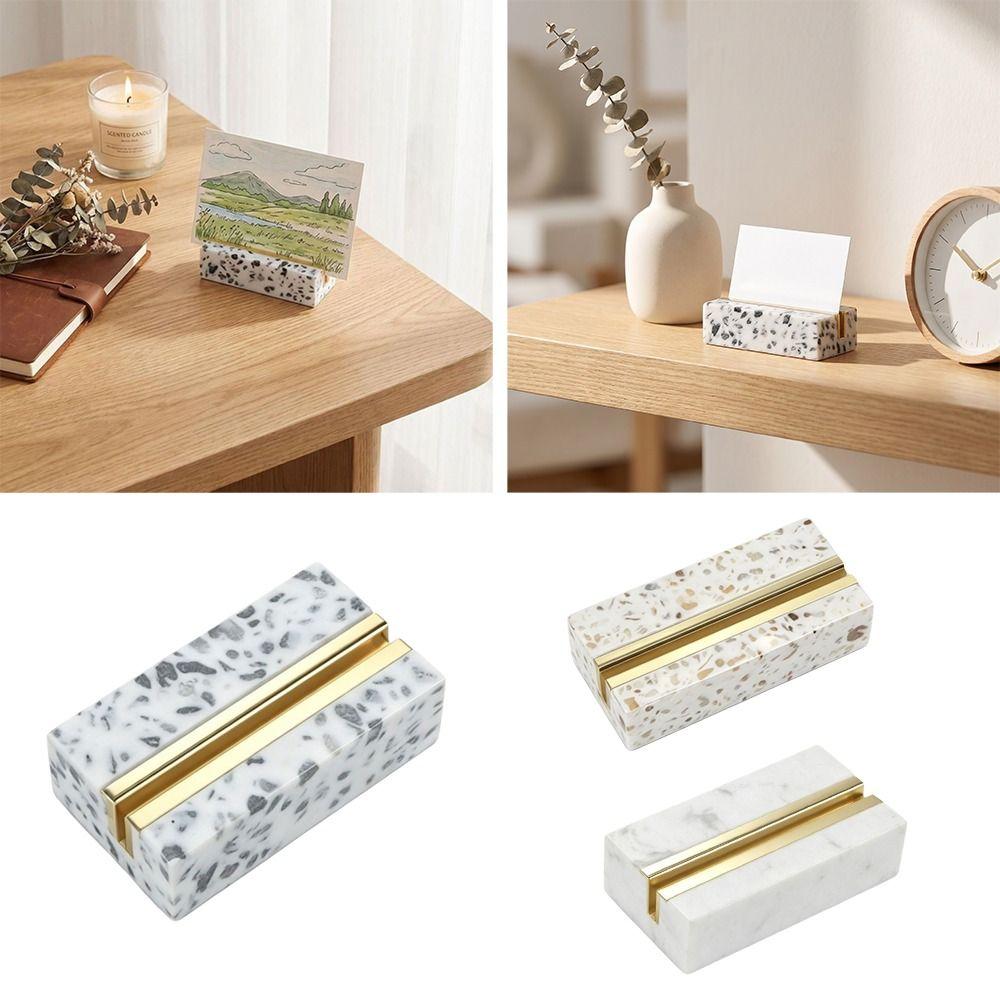 Marble Texture Desktop Business Card Holder Creative Design Postcard Calendar Stand Business Use