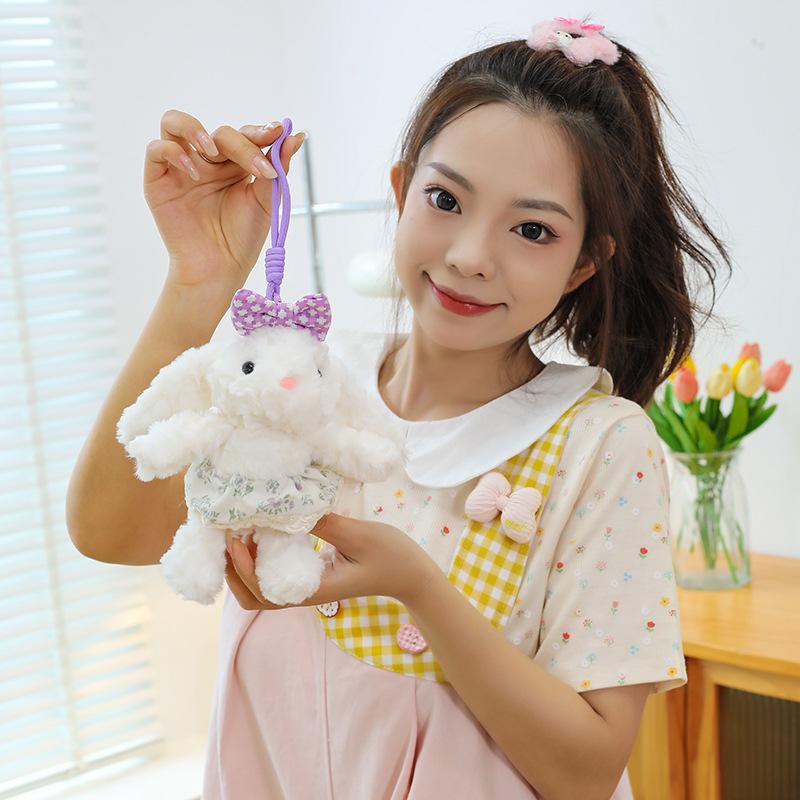 Popular Flower Dress Princess Rabbit Pendant Cute Long-eared Rabbit Keychain Girls Bag Boutique Pendant Doll