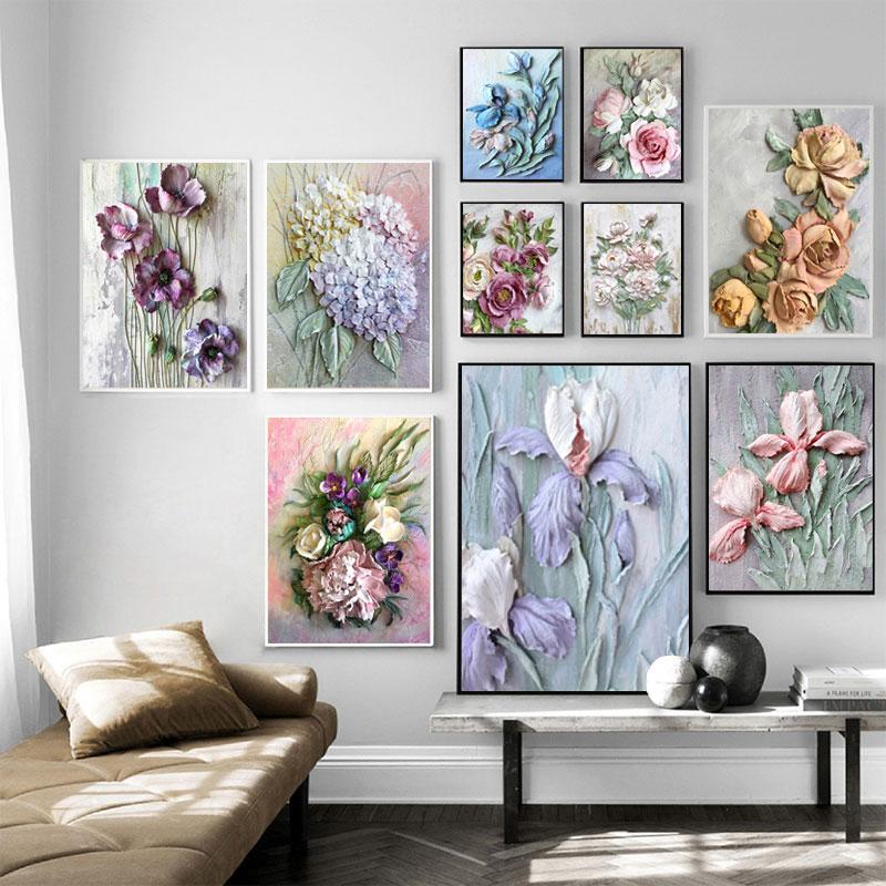 Retro Scandinavian Abstract Canvas Painting Wall Art Flower Posters and Prints Wall Pictures for Living Room Home Decoration