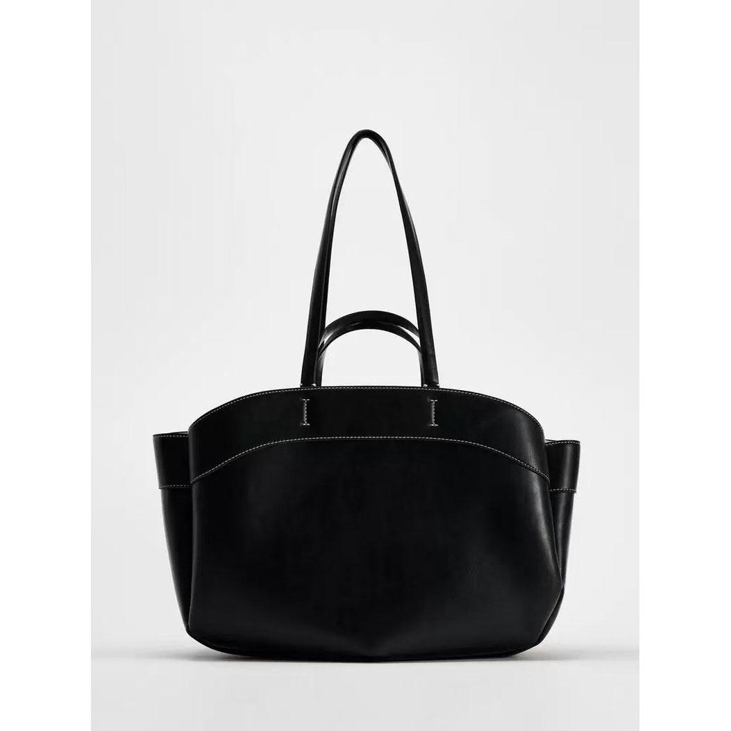 

Женская сумка-тоут, сумка через плечо, большая вместимость, искусственная кожа, сумка через плечо в стиле ретро, повседневная, портативная, сумка-ведро, ручная сумка 37.5cm*20.5cm*16cm чёрный