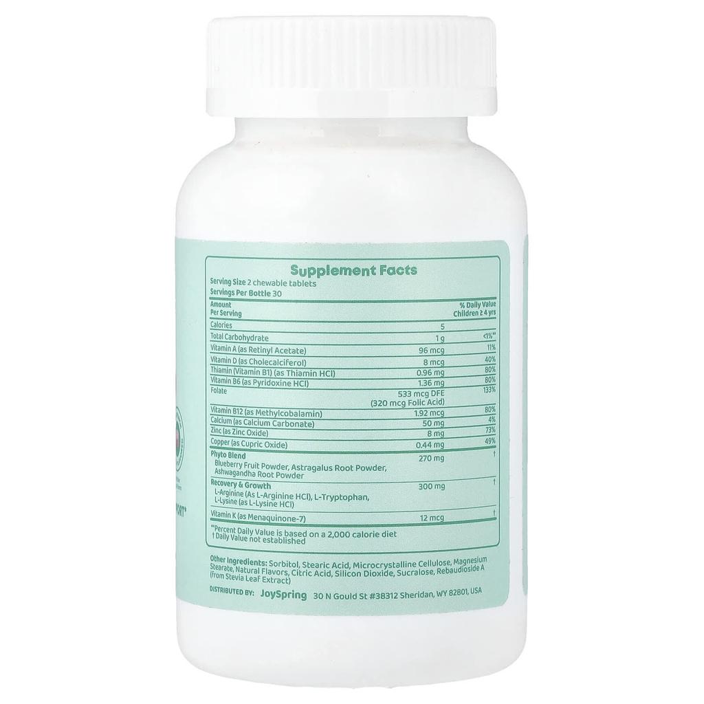 JoySpring Grow Getter, Ages 4+, Fruit Punch, 60 Chewable Tablets