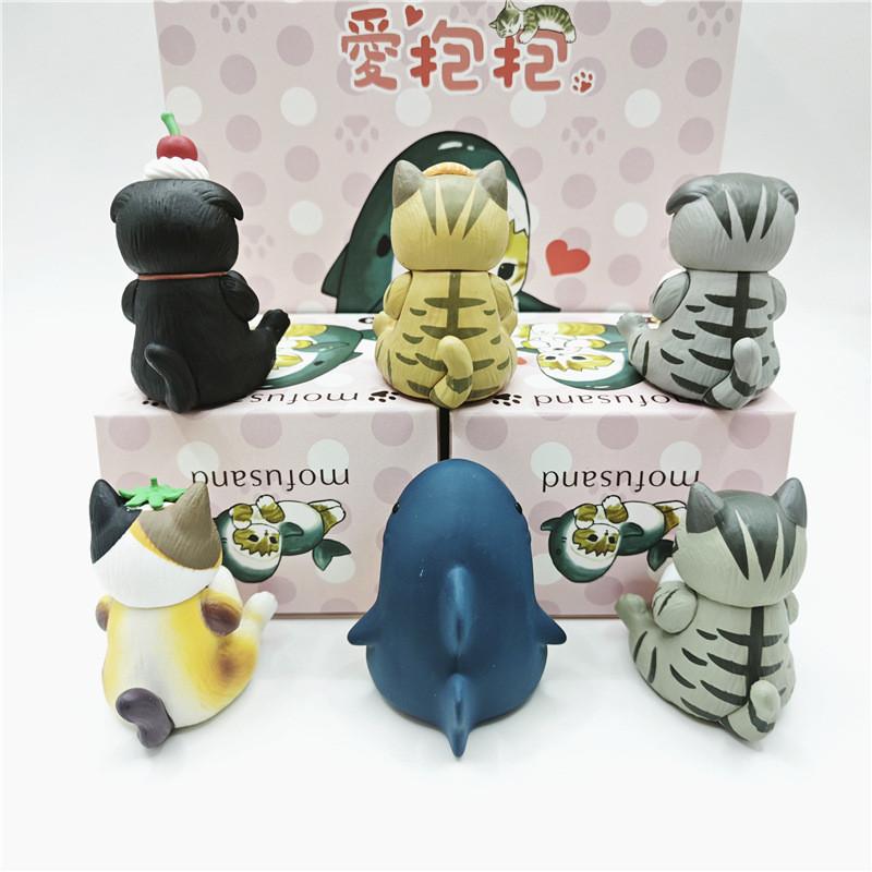Cat Cute Shark Pvc Toy Figures 6 Pcs Mini Collectibles For Room Decor Gifts