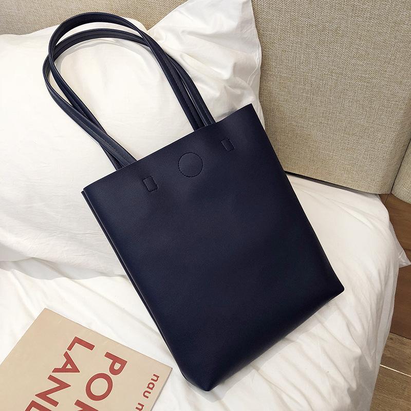 Korean Simple Solid Color Shoulder Bag Large Capacity Commuter Tote Bags Ladies PU Leather Handbags For Women Gifts