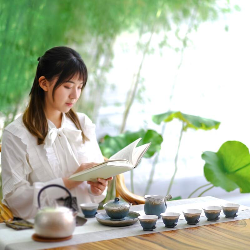 Edenus Autumn Lotus Pond Ceramic Kung Fu Tea Set