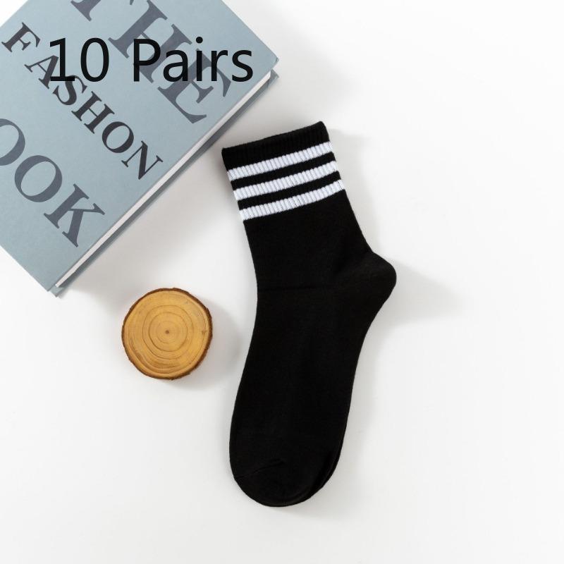 

10 пар носков, которые хорошо сочетаются с черными, белыми и серыми полосками, в сочетании с белыми кроссовками, короткими носками и хлопковыми носками 10 pairs чёрный