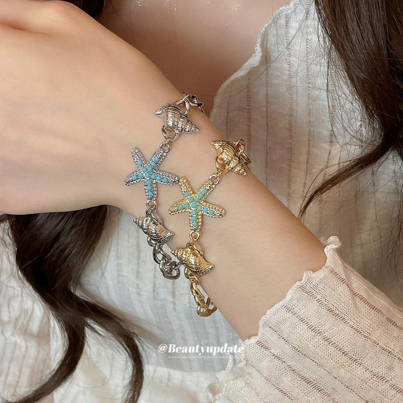 Meet the sea~ Conch starfish bracelet summer fresh and sweet wind fashion bracelet niche design jewelry women