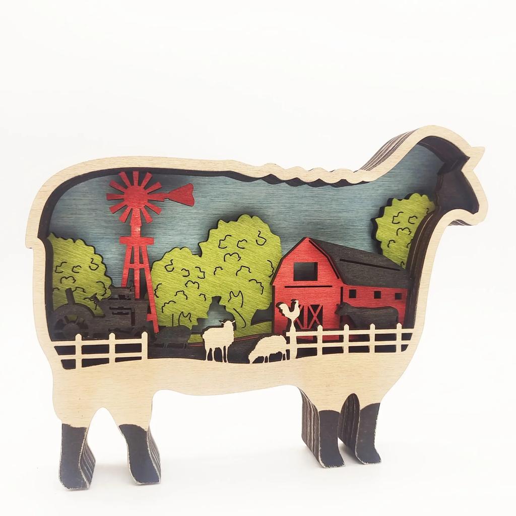 2026 New Creative Wooden Sculptures Carving Ocean Forest Animals Crafts Nordic Ornaments Home Office Desk Decoration Accessories