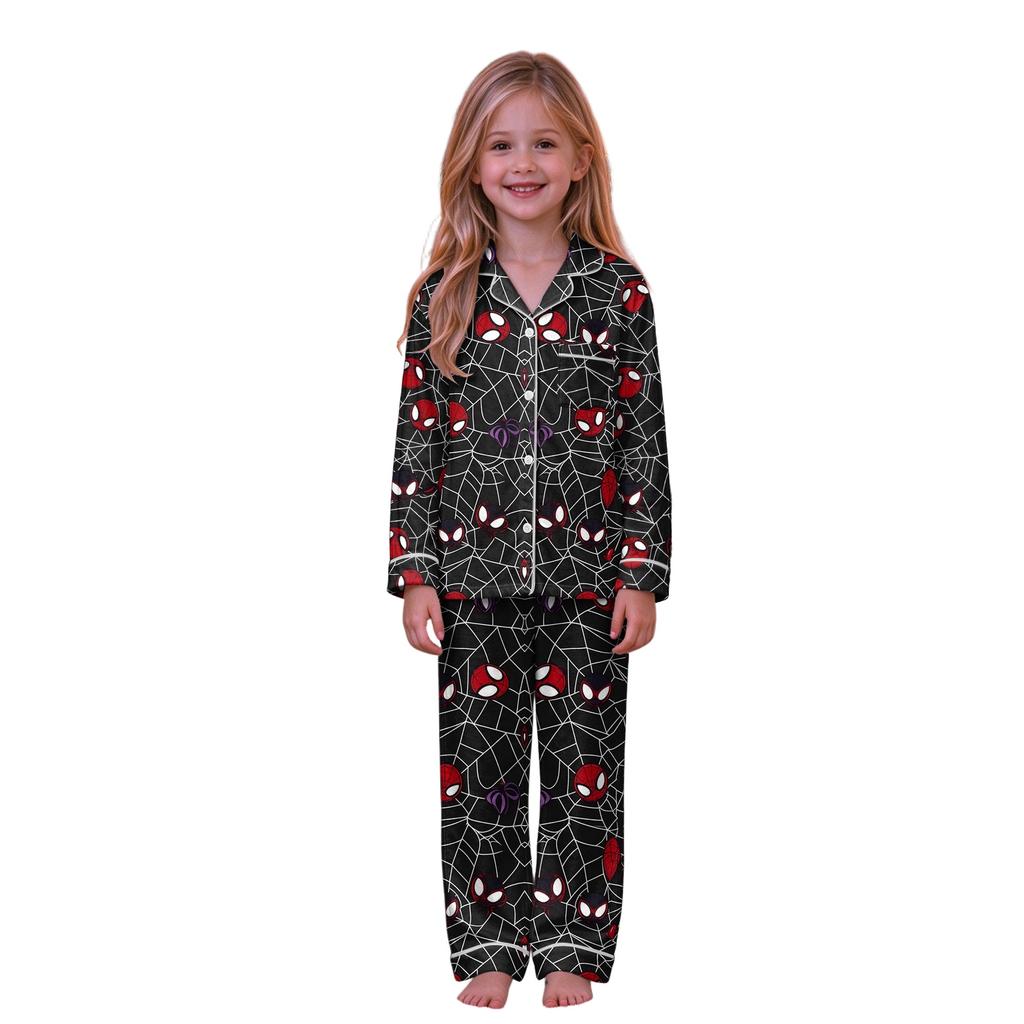 Christmas Print Family Matching Outfits with Stand Collar and Button Front for Holiday Photos
