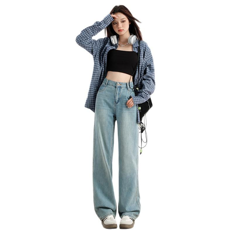 Women's Retro High-Waisted Wide-Leg Jeans