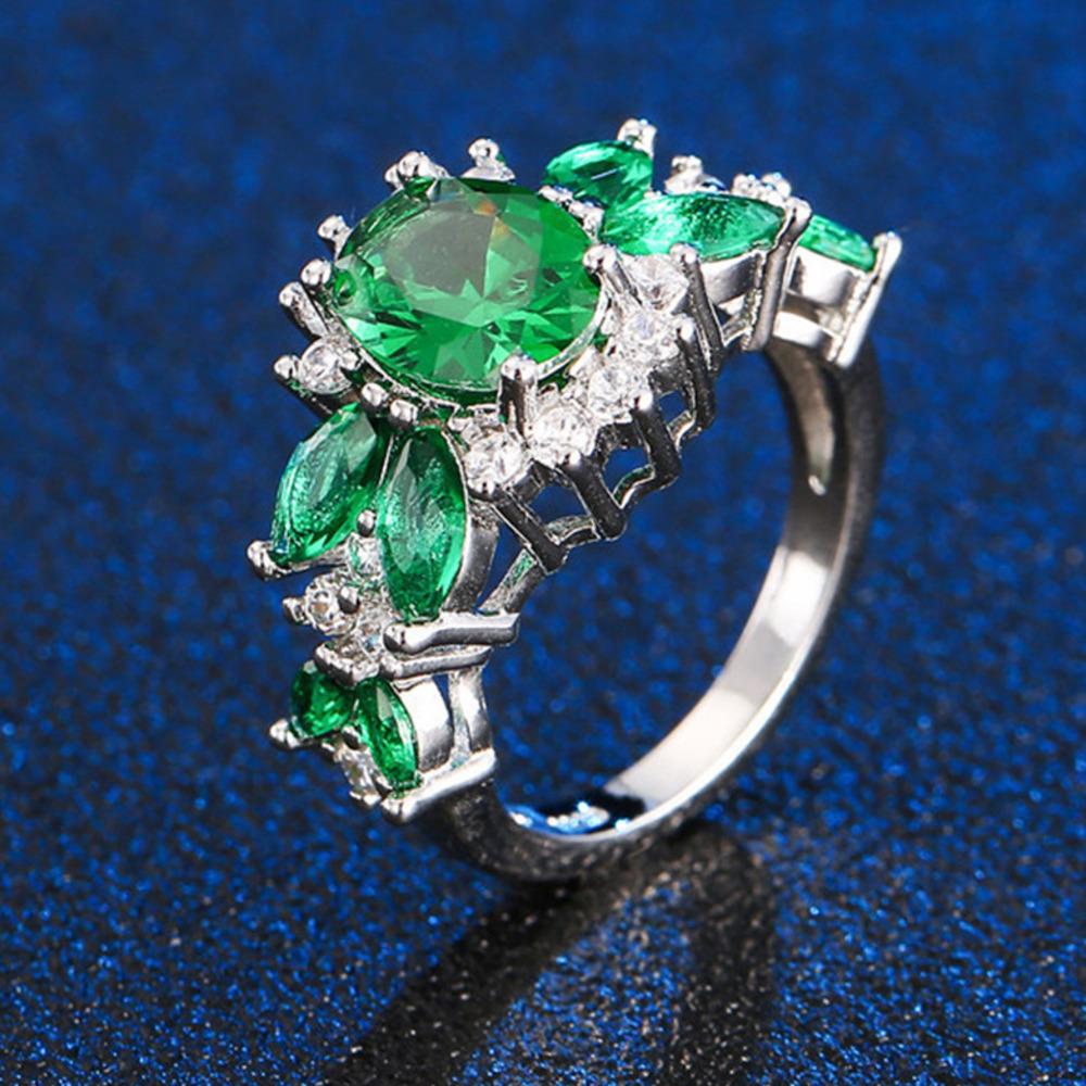 WOSIKATE Fashion Emerald Zirconia Wedding Ring For Women   CopperJewellery Engagement Gift Finger Ring