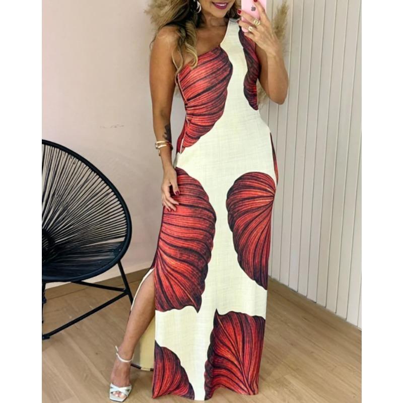 Summer new print fashion temperament sleeveless women s clothing sexy slim dress women S