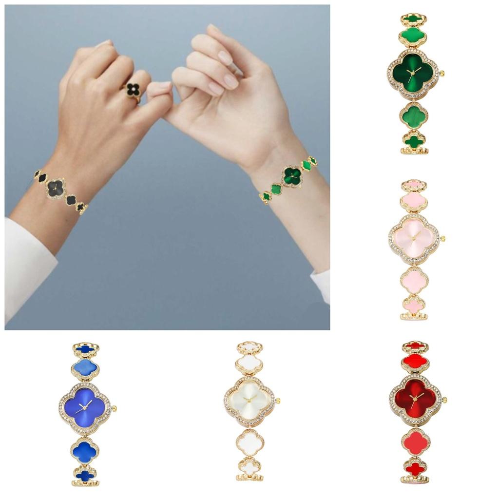 Clover Four Leaf Quartz Watch Leather Alhambra Wristwatch Accessory Gifts Girls