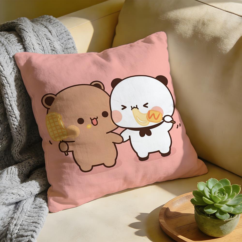 Panda BBubu DDudu Cushion Cover Washed Linen Soft Breathable Decorative Case For Sofa Home Pillow Cover