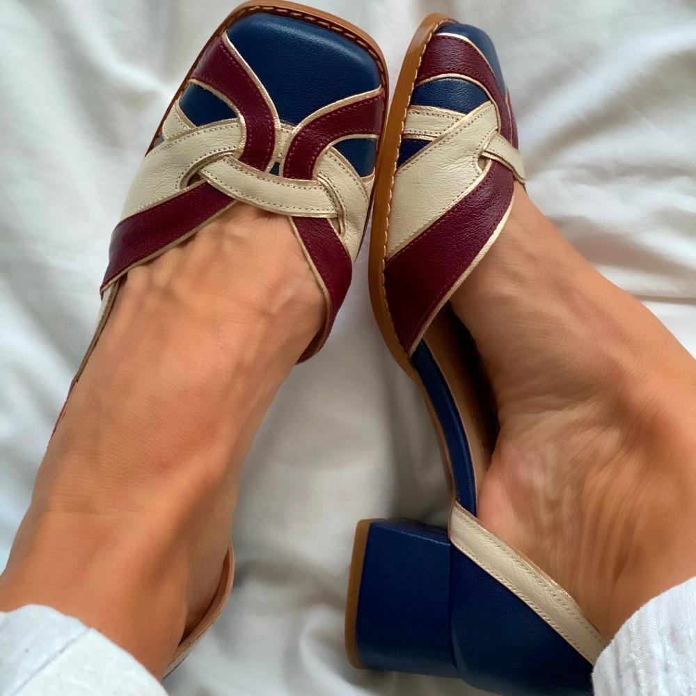 F Sommer neues Produkt dicker Absatz mittlerer Absatz große Größe eckige Spitze seitlich offene Sandalen Damen