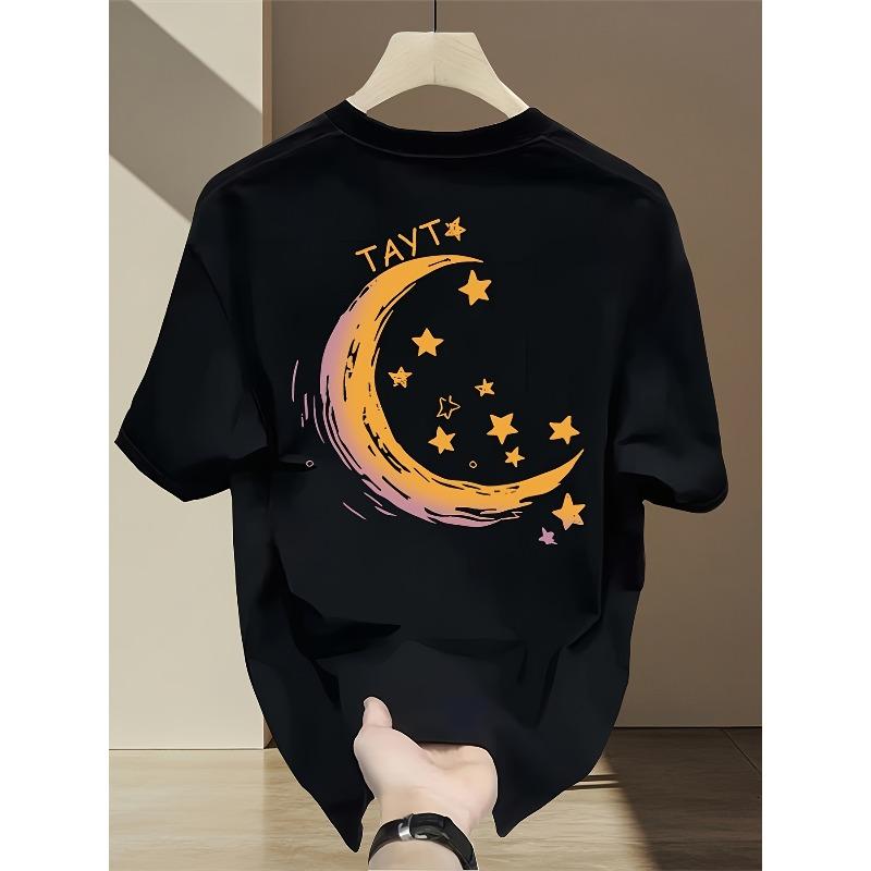 Men'S Summer Heavy Short-Sleeve T-Shirt with Trendy Prints, Versatile Korean And Japanese Style