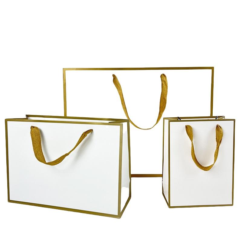 3pcsGold Edge Gift Bag Wedding Holiday Party Gift Packaging Bag Clothing Jewelry Handheld Paper Bag