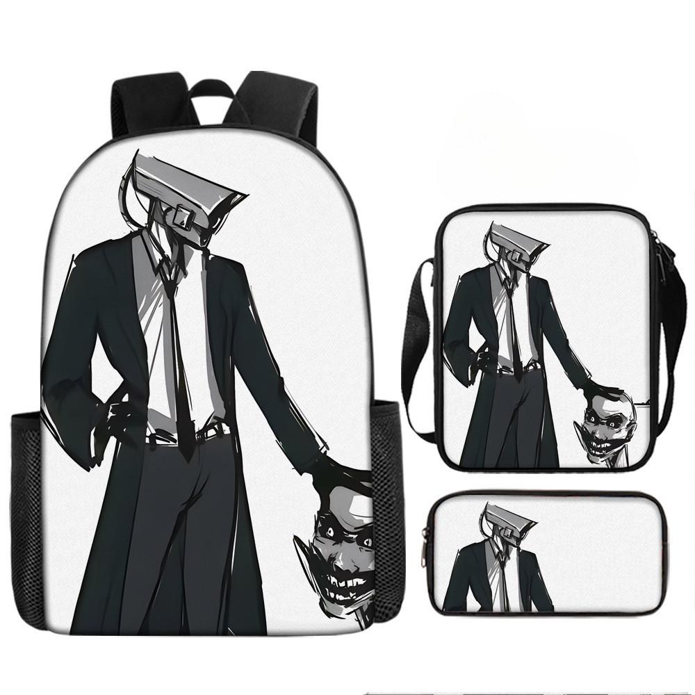 Skibidi Cartoon Toilet Printed Backpack Child Schoolbag Shoulder Bag Pencil Bag