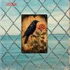 Tin Sign  Vintage Raven Bird Rose Flower Metal Plaque Wall Art Rustic Cottage Outdoor Patio Bar Garage Door Decor   Poster Style