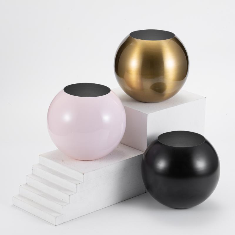 Edelstahl Metall Kleine Vase Leichter Luxus Kugelförmig Tischplatte Modern Schlicht Blumen Pflanzgefäß Dekoration Heimdekoration